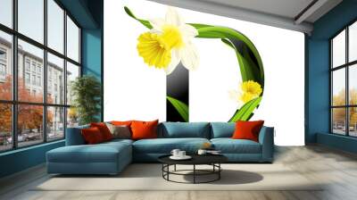 Letter D vector alphabet with daffodil flower. ABC concept type Wall mural