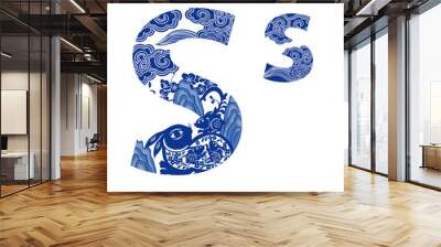 Vector of Oriental style alphabet tape S. Traditional Chinese. Wall mural