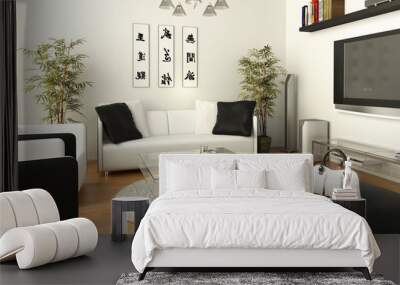 b&w living room Wall mural