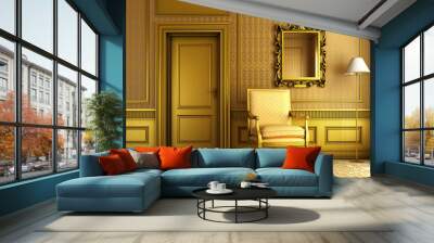 classic palace interior with armchair mirror and golden molding Wall mural