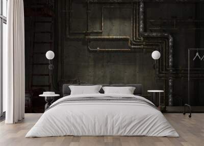 grunge industrial pipe wall Wall mural