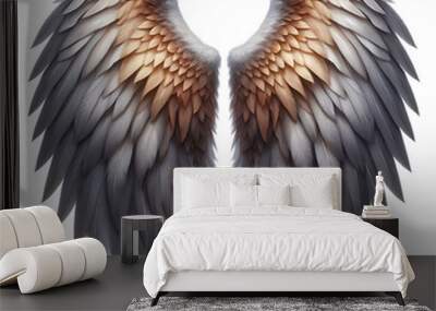 Realistic angel wings isolated on white background  Wall mural