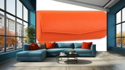 Closed new orange leather eyeglasses case Wall mural