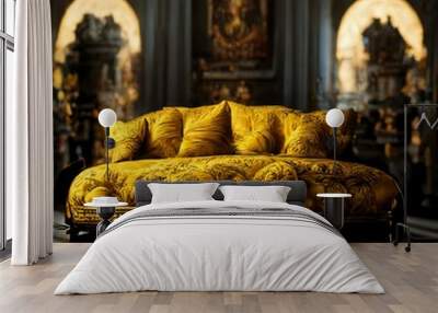 Gold Velvet Sofa in a Luxury Manor House Wall mural