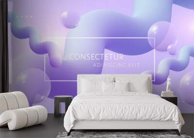 Abstract light violet background with 3d soft liquid fluid shapes. Vector template for placards, banners, flyers and presentations. EPS 10 illustration. Wall mural