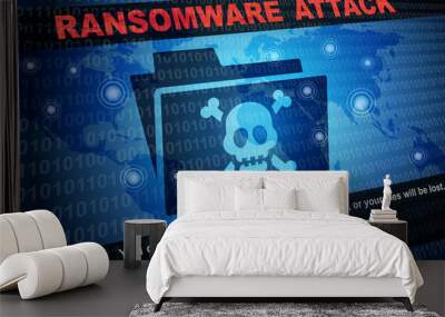 Ransomware Attack Malware Hacker Around The World Background Wall mural