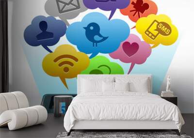 social media on smartphone Wall mural