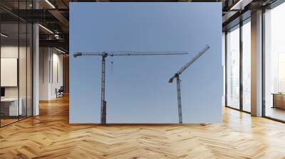 construction site with two cranes against the sky Wall mural