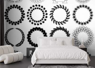 Set  black laurel wreath on the white background. Vector illustr Wall mural