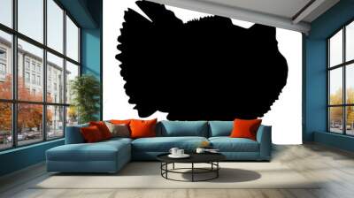 Silhouette black turkey on a white background Wall mural