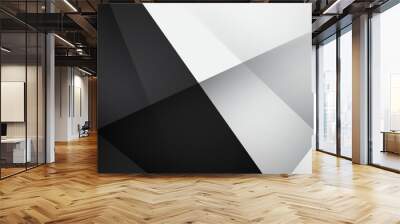 3D black white geometric abstract background overlap layer on bright space with slash effects decoration. Graphic design element cutout style concept for banner, flyer, card, or brochure cover Wall mural