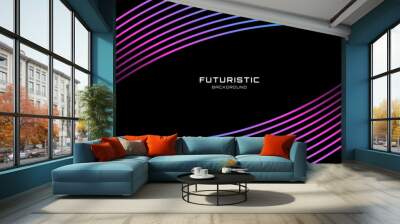 3D blue pink techno abstract background overlap layer on dark space with glowing waves decoration. Modern graphic design element lines style concept for web banner, flyer, card cover or brochure Wall mural