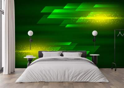 3D green yellow techno abstract background overlap layer on dark space with high speed effect concept decoration. Graphic design element dynamic motion style for banner flyer, card, or brochure cover Wall mural