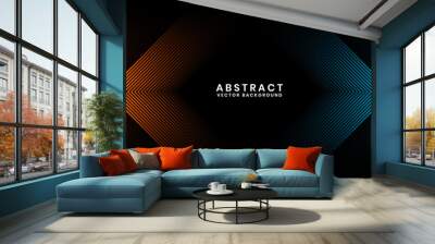 3D orange blue techno abstract background overlap layer on dark space with glowing lines decoration. Modern graphic design element future style concept for banner, flyer, card, or brochure cover Wall mural