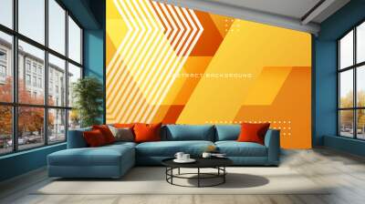 3D orange geometric abstract background on bright space with lines effect decoration. Modern banner with stripes style. Graphic design element hexagons concept for web, flyer, card, or brochure cover Wall mural