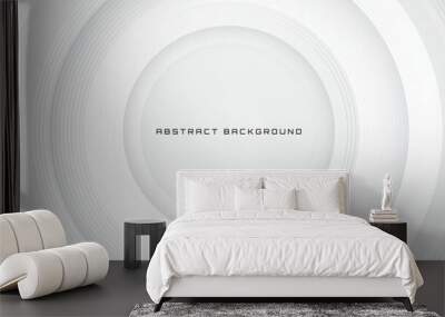 3D white geometric abstract background overlap layer on bright space with circles shape effect decoration. Modern graphic design element cutout style concept for banner, flyer, card, cover or brochure Wall mural