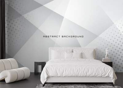 3D white geometric abstract background overlap layer on bright space with cutout effect decoration. Modern graphic design element polygon style concept for banner, flyer, card, cover, or brochure Wall mural