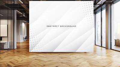 3D white geometric abstract background overlap layer on bright space with cutout effect decoration. Modern graphic design element polygon style concept for banner, flyer, card, cover, or brochure Wall mural