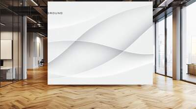 3D white geometric abstract background overlap layer on bright space with waves decoration. Minimalist modern graphic design element cutout style concept for banner, flyer, card, or brochure cover Wall mural