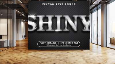 Text Effect 3D Shiny Silver, Editable Text Style Wall mural