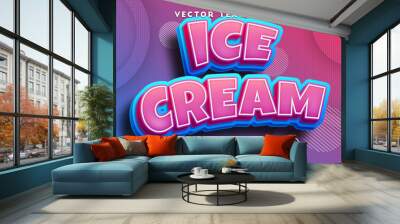 Text effects 3d ice cream, editable text style Wall mural