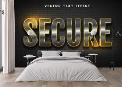 Text Effects 3D Secure, Editable Text Style Wall mural