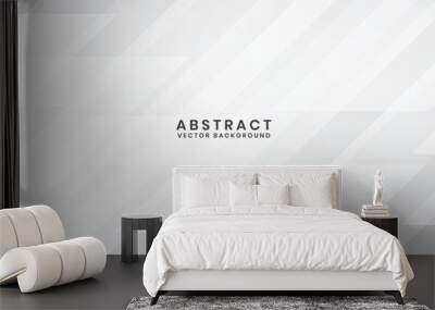 White geometric abstract background overlap layer on bright space with diagonal shapes decoration. Modern graphic design element technology style concept for banner, flyer, card, or brochure cover Wall mural