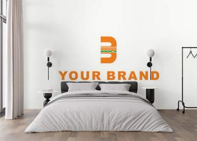 burger logo with letter B Wall mural