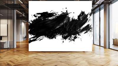 abstract black ink paint brush stroke shape splatter texture PNG transparent background isolated graphic resource. Creative organic art pattern Wall mural