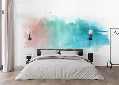 Abstract pink blue watercolor paint brush stroke flow texture PNG transparent background isolated graphic resource. Vibrant mixed color art shape design Wall mural