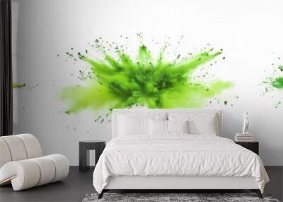 Set bundle Green color powder dust explosion PNG transparent background isolated graphic resource. Celebration, colorful festival, run or party element Wall mural