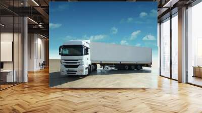 Turning truck and  trailer Wall mural