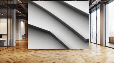 Monochrome figures like a staircase. Abstract volumetric background of different shapes in the background. Wall mural