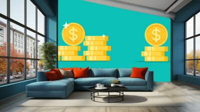 Dollar golden coins stack flat style vector illustration Wall mural