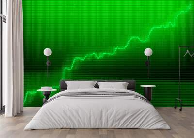 Green Graph moving up chart as growth and business success Wall mural