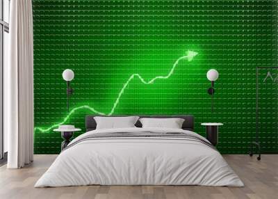 Green trend graph as symbol of economic or business growth Wall mural