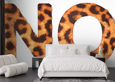 leopard fur n and o letters isolated Wall mural