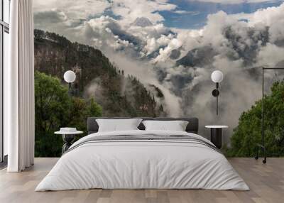 Nilgiri summit and cloudy Himalayas in Nepal Wall mural