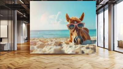 Caballo chill beach vibes con gafas de sol
 Wall mural