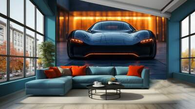 the Front view of a generic modern car, showcasing sleek design and automotive aesthetics. Wall mural