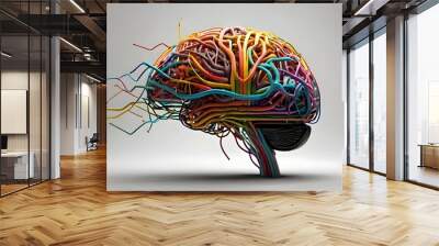 Default_Abstract_brain_covered_with_colorful_wires Wall mural