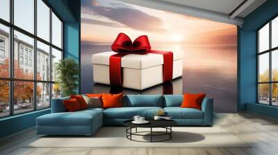 gift box with ribbon and bow Wall mural