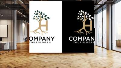 Creative letter h tree logo design vector graphic idea creative Wall mural