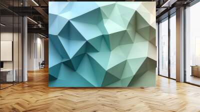 Abstract geometric background with blue, green and beige polygonal shapes. Wall mural