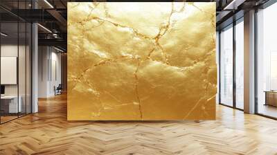 Abstract golden texture with cracked surface. Wall mural