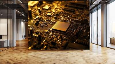 Close-up of a complex electronic circuit board. Wall mural