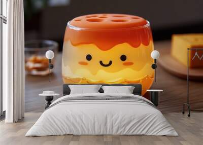 Cute jelly dessert lamp with a smiling face. Wall mural