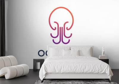 Octopus logo design vector with technology style Wall mural