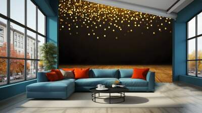 Golden lights background, wide empty space for text Wall mural