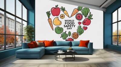 food safety day, World food safety day, World food safety day poster, illustration, food safety day poster, design. happy World Food Safety Day, 7th June, Happy Food Safety Day, social media poster,   Wall mural